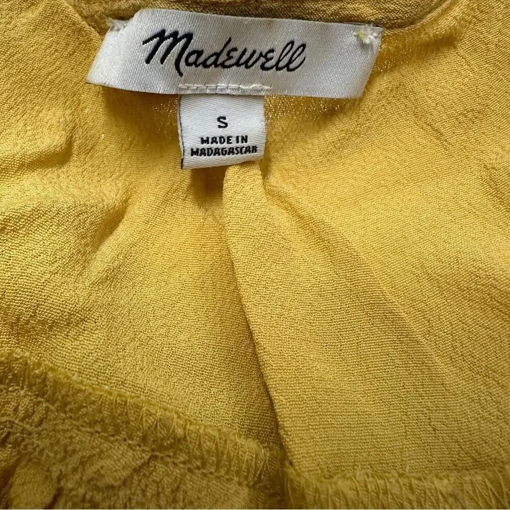 Madewell‎ Raelynn Long Sleeve Gold Yellow Wrap Tie Top Size S